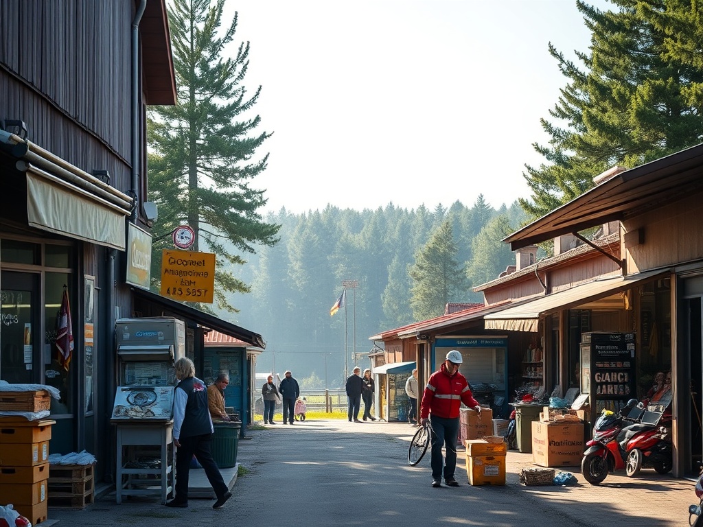 Budynek Urzędu Miasta Giżycko z transparentem informującym o budżecie miasta