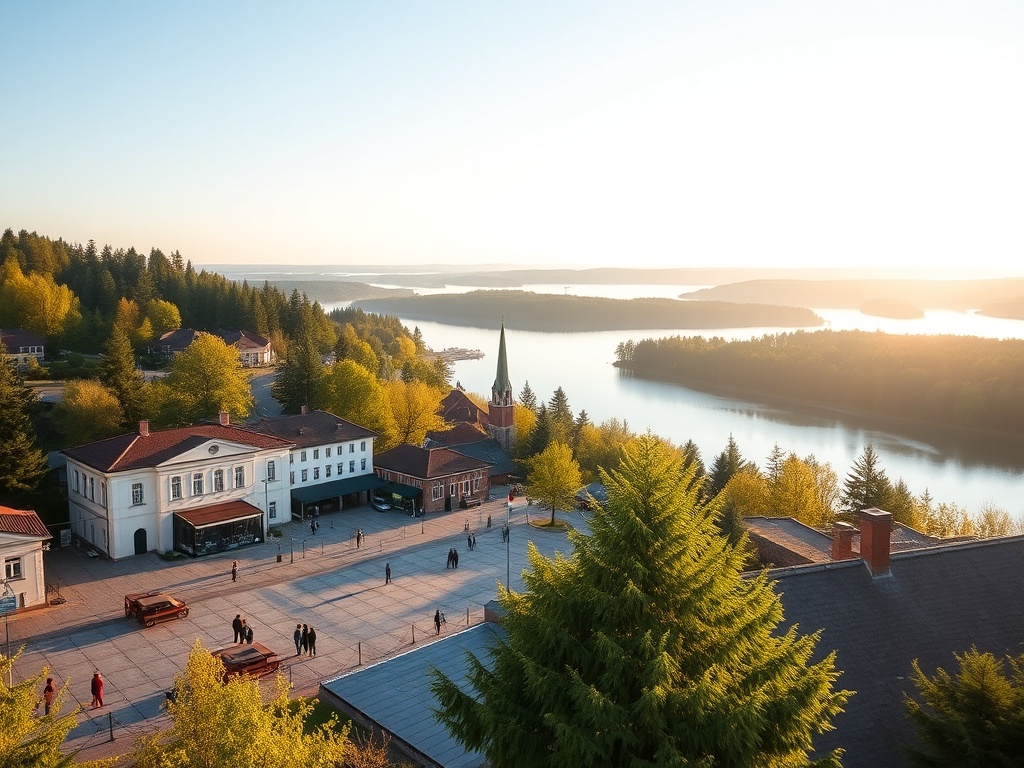 Widok na jezioro Niegocin w Giżycku podczas słonecznego dnia, z widocznymi łodziami i promenadą.